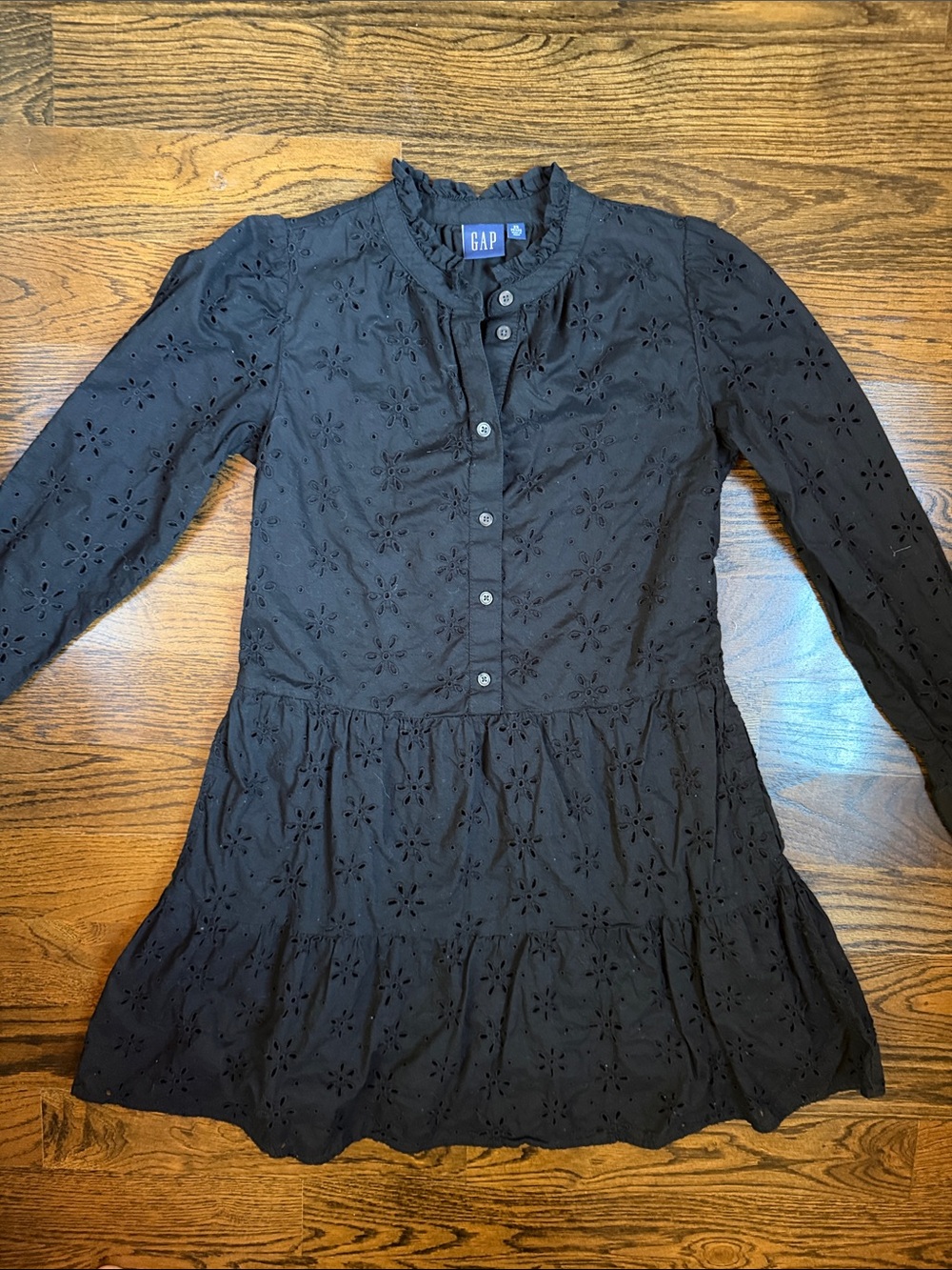 Gap Black Eyelet Mini Dress Size Petite X-Small